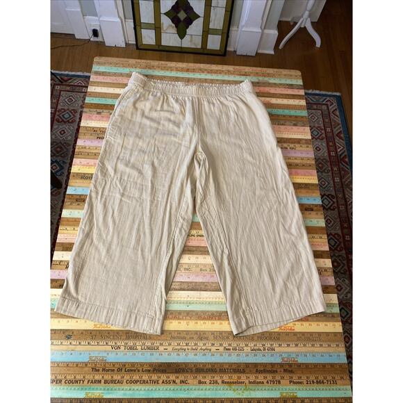 Old Navy 2X High Waisted Pull On Elastic Wide Leg Pant Gauzy 100% Cotton Beige - Picture 7 of 13